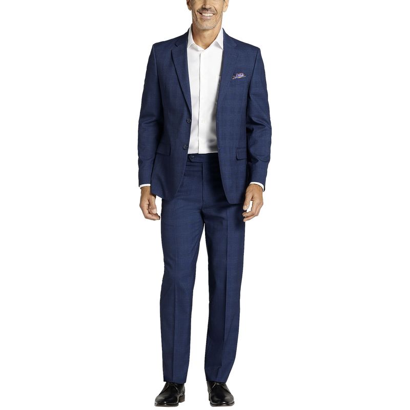Nautica Mens ModernFit BiStretch Plaid Suit 44 Regular Blue  Nwt 395